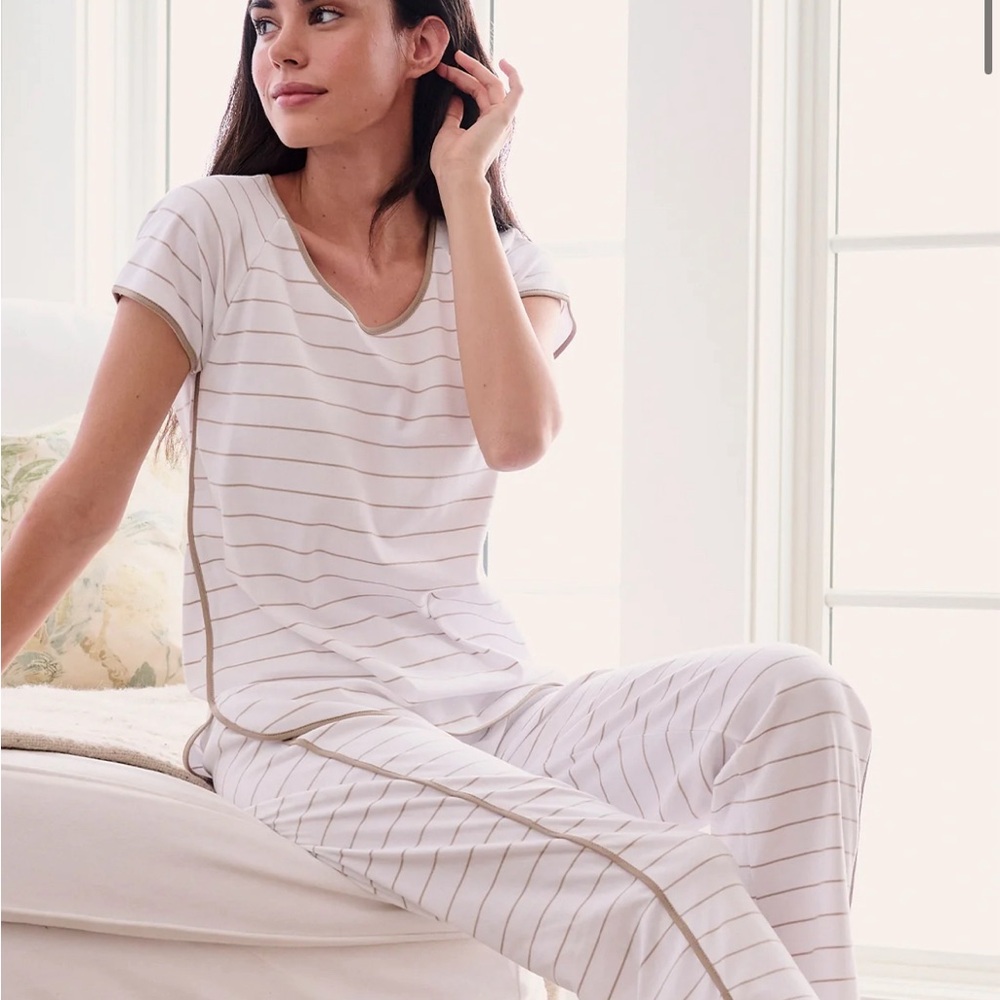 LAKE Pajamas Pima Short-Long Set in Driftwood Stripe